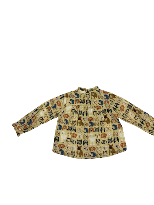 Sissy-Boy Blouse Beige with doggies