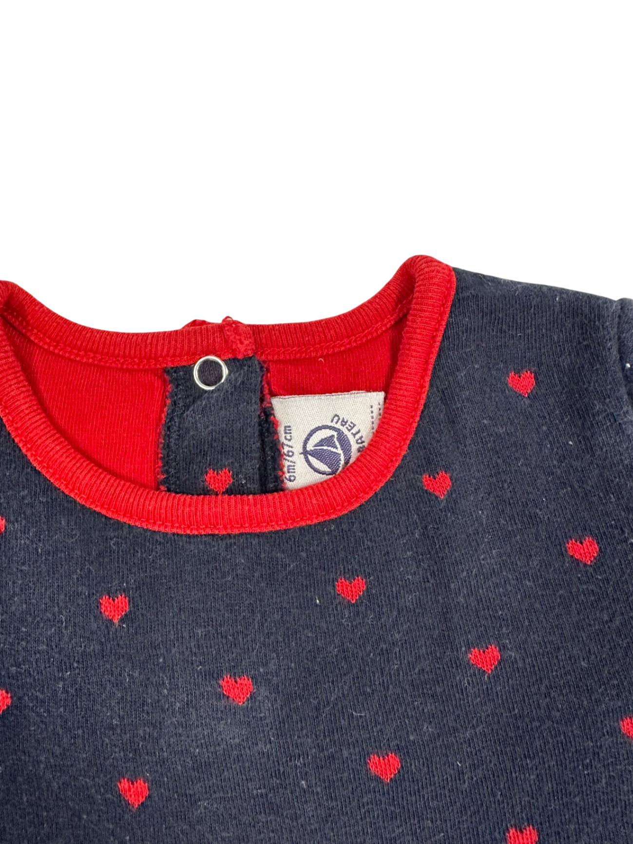 Petit Bateau Dress Navy blue with red hearts