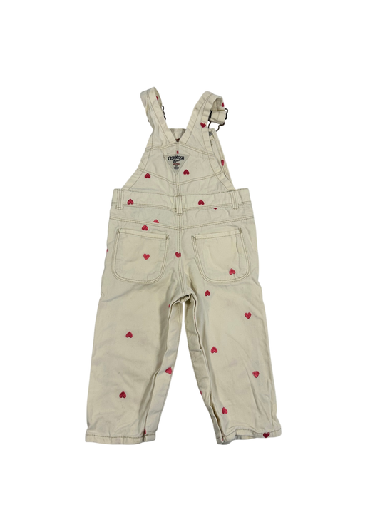 OshKosh Dungarees White with embroidered hearts