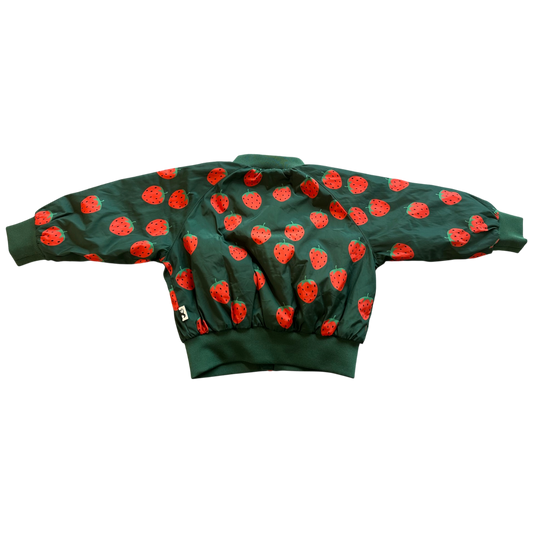 Mini Rodini Jacket Green with red strawberries pattern