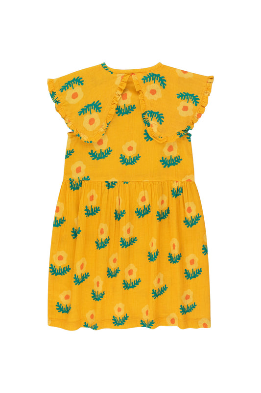 Kleine katoenen paarse jurk geel