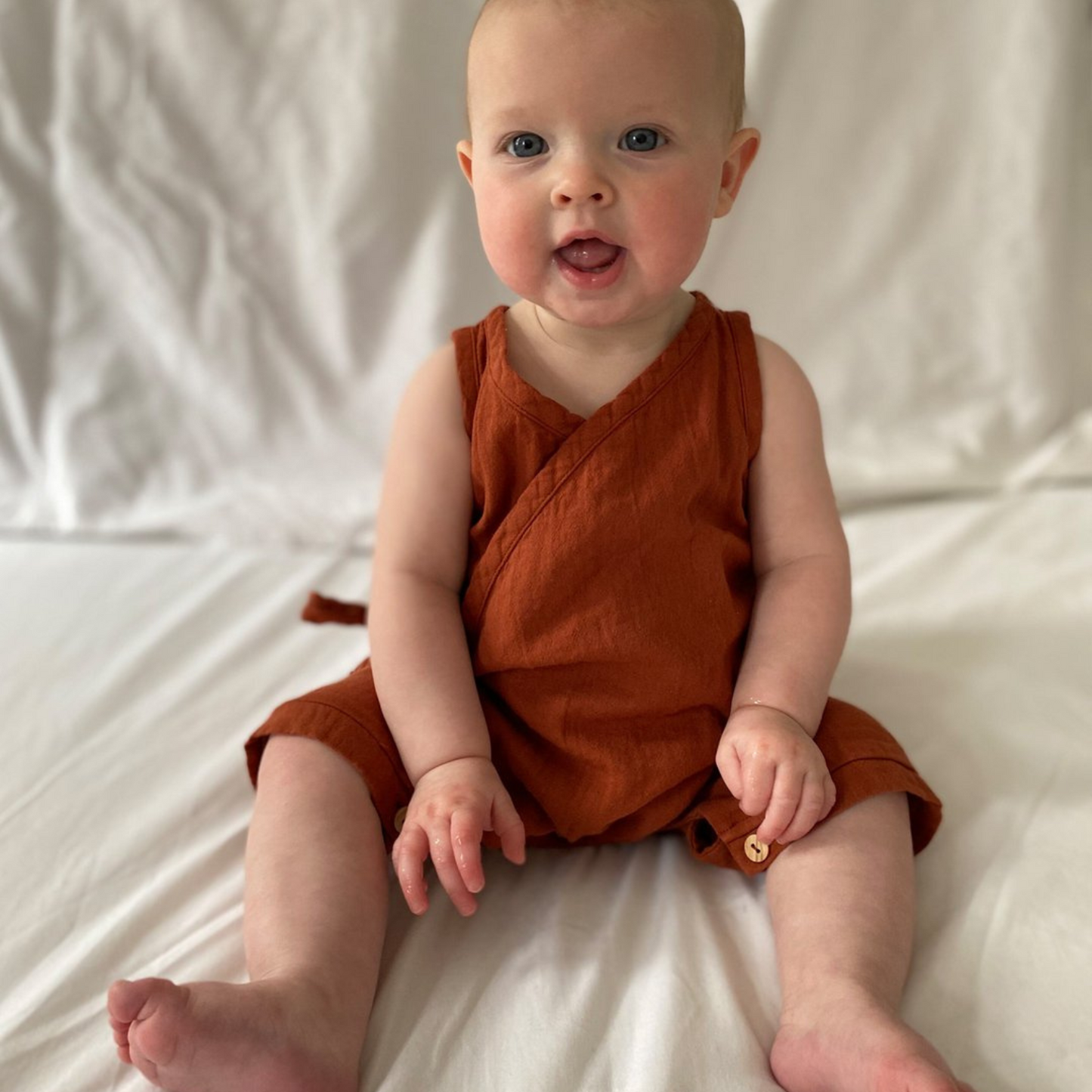 Beaumont Evan Cotton Romper Rust