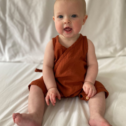 Beaumont Evan Cotton Romper Rust