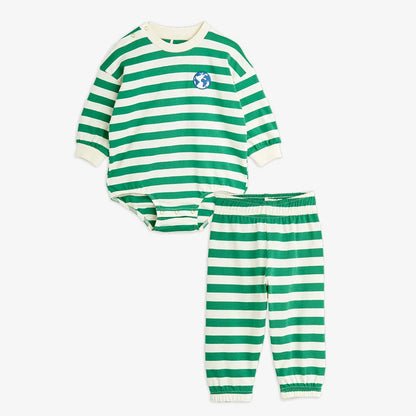 Mini Rodini Dog Embroidered Velour Baby Jumpsuit