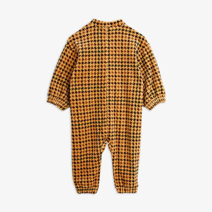 Mini Rodini Dog Embroidered Velour Jumpsuit