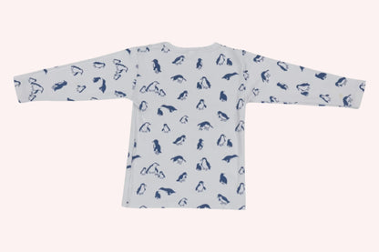 Petit Bateau Long Sleeve T-Shirt 104 White / Blue penguins