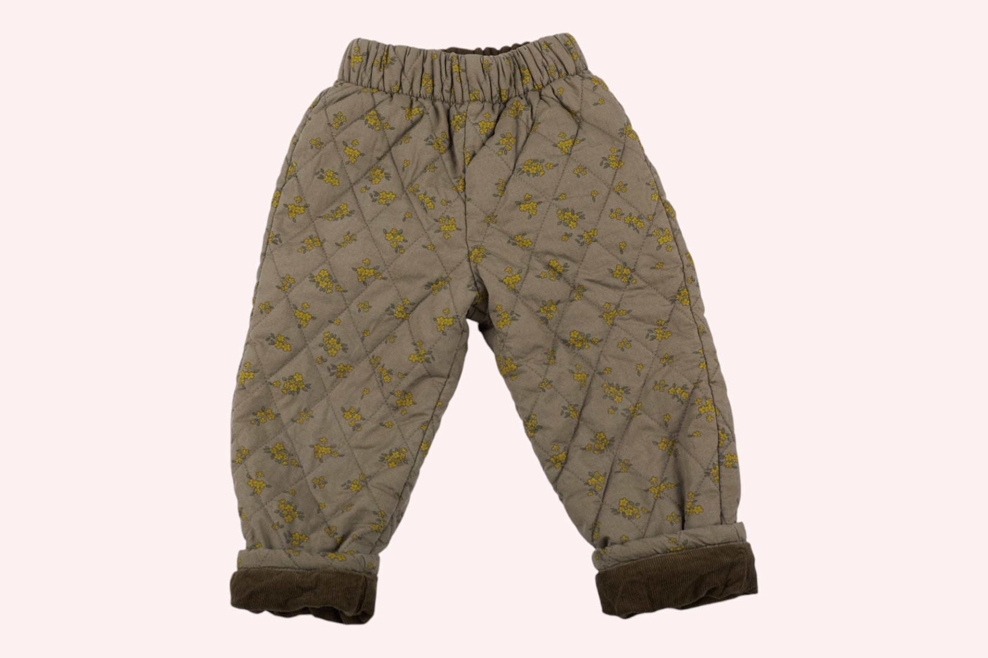 Zara Kids Quilted Jacket and Pants 98 Brown with Yellow Floral Print