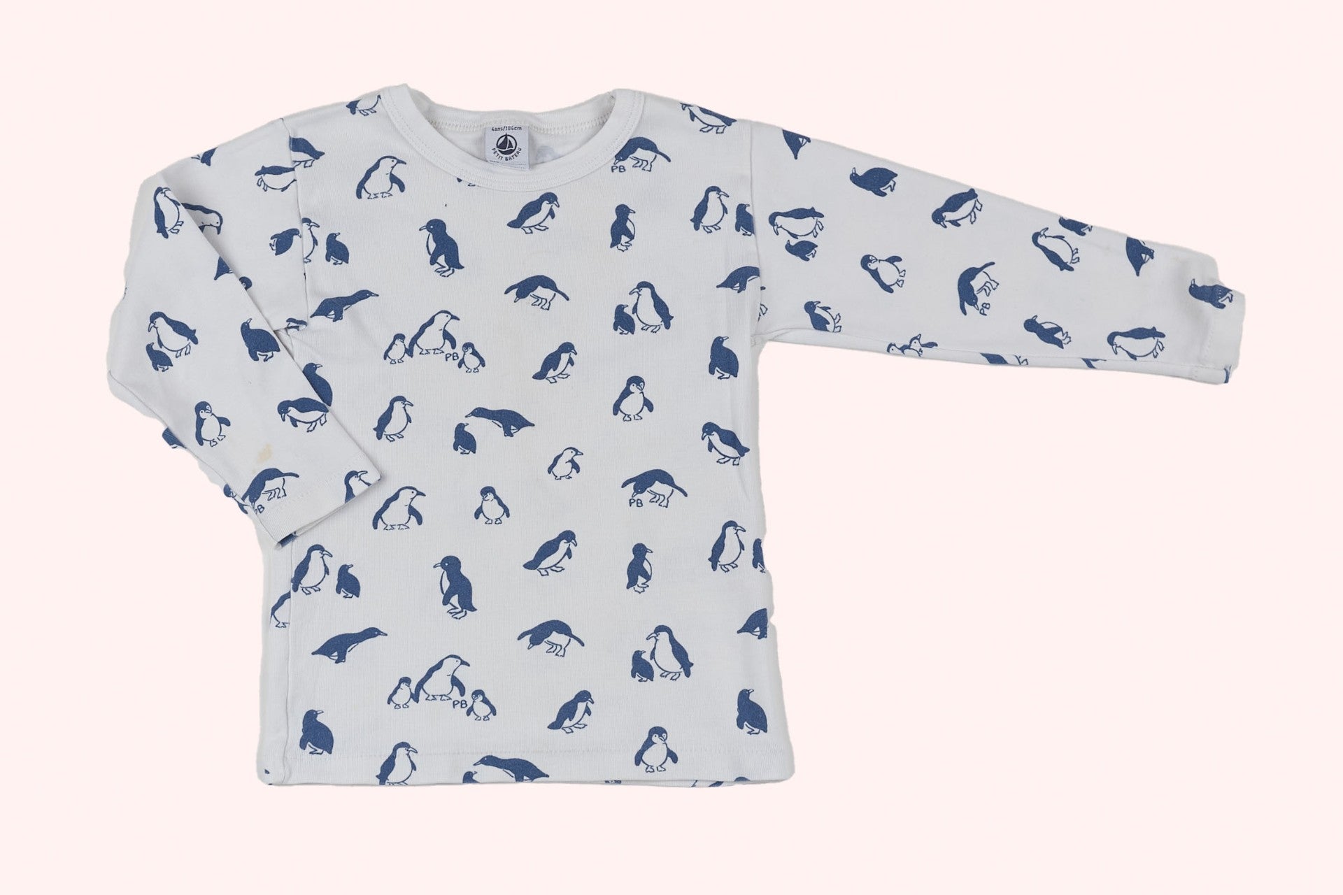 Petit Bateau Long Sleeve T-Shirt 104 White / Blue penguins