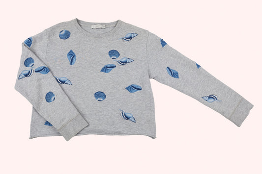 Stella McCartney Kids Sweatshirt 140 Grey / Blue shells embroidered