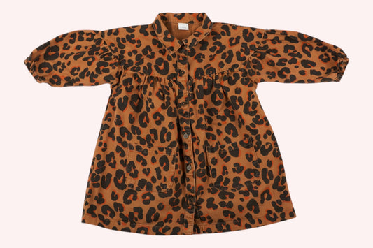 Next Shirt Dress Brown with Leopard Print