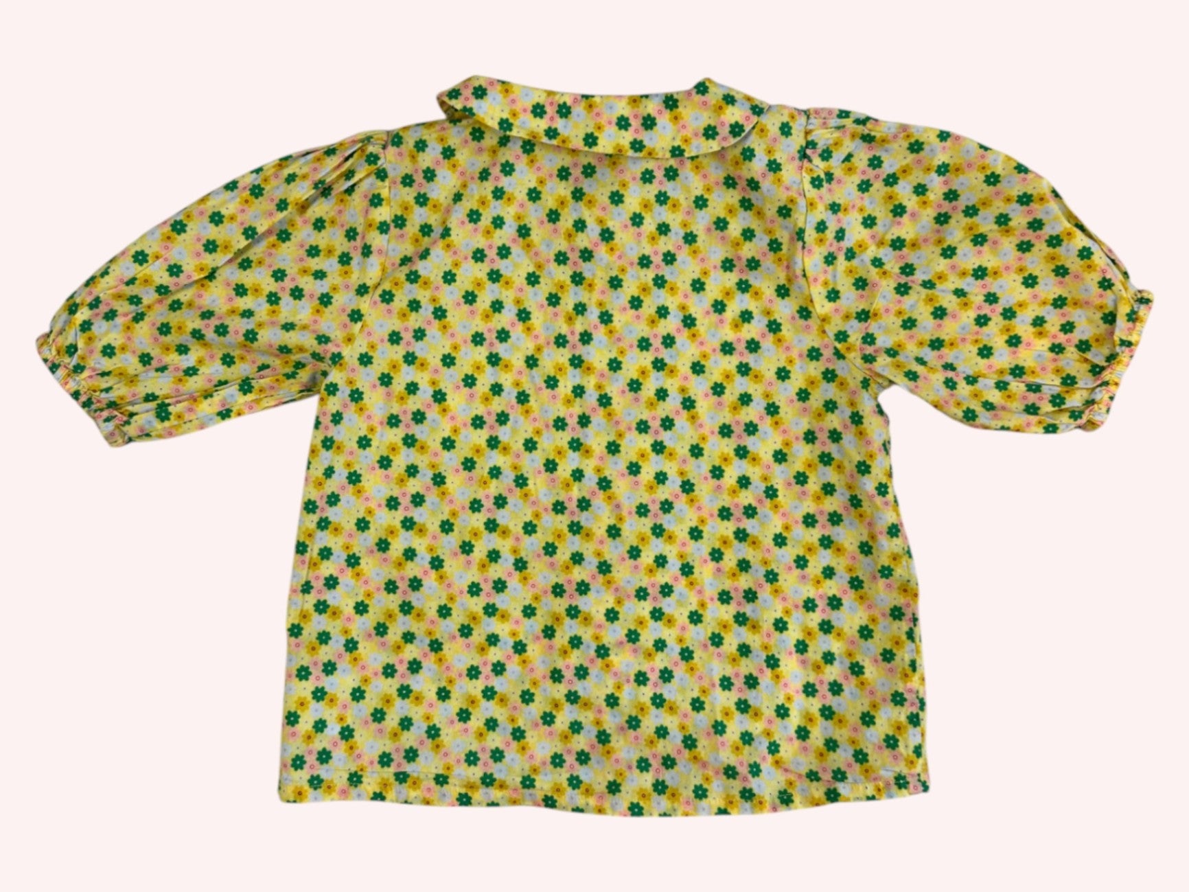 Maed for Mini Blouse Yellow with multicolored floral pattern
