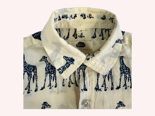 Hawaiian Summer Shirt Cream with Giraffes
