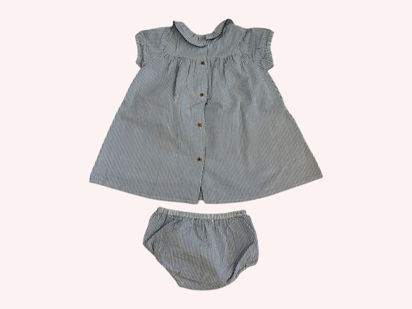 Bout'chou Dress With Bloomers Stripey Blue