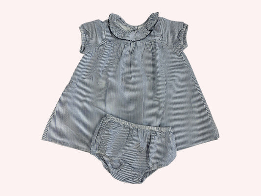 Bout'chou Dress With Bloomers Stripey Blue