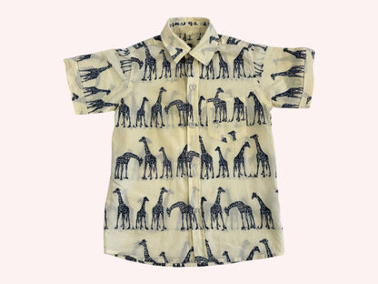 Hawaiian Summer Shirt Cream with Giraffes