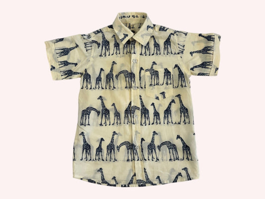 Hawaiian Summer Shirt Cream with Giraffes