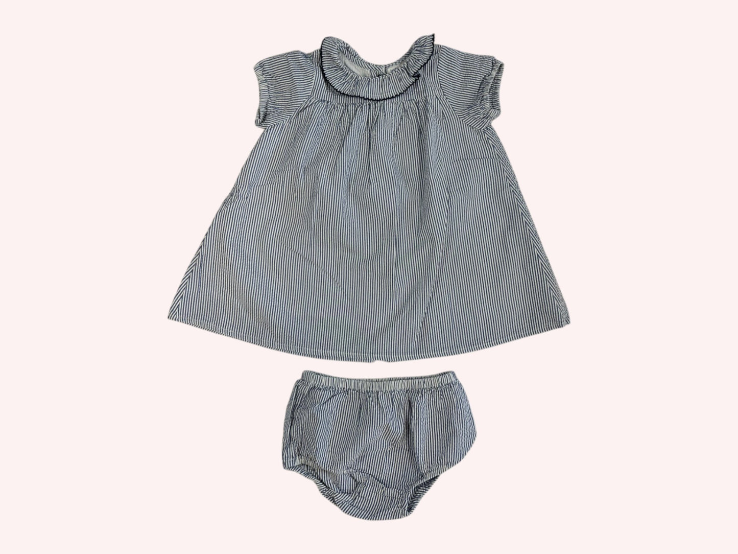 Bout'chou Dress With Bloomers Stripey Blue
