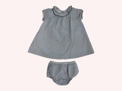 Bout'chou Dress With Bloomers Stripey Blue