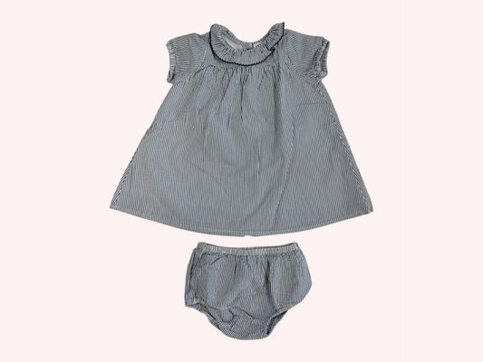 Bout'chou Dress With Bloomers Stripey Blue