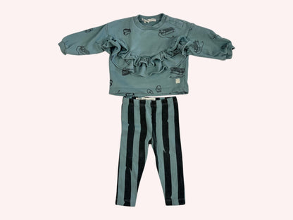 Sproet & Sprout Ruffle Sweatshirt and Leggings Blue
