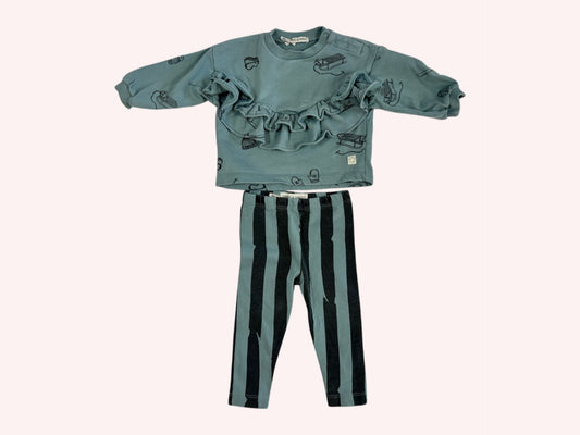 Sproet & Sprout Ruffle Sweatshirt and Leggings Blue
