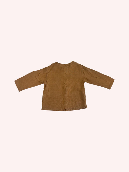 Play Up Linen Buttoned Shirt Brown
