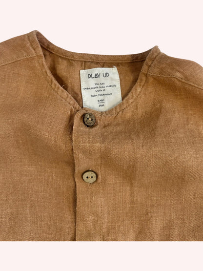Play Up Linen Buttoned Shirt Brown