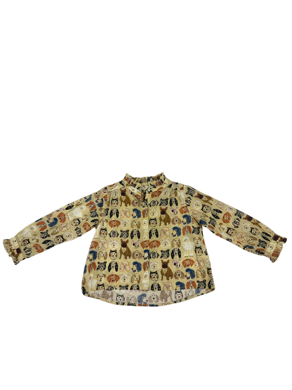 Sissy-Boy Blouse Beige with doggies
