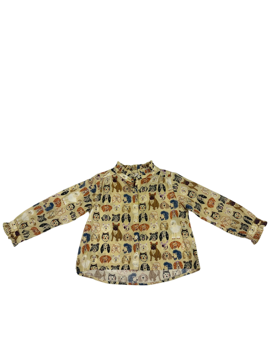 Sissy-Boy Blouse Beige with doggies