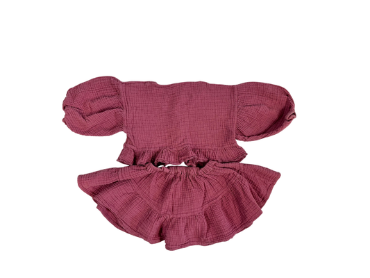 Tocoto Vintage musslin skirt + blouse Pink