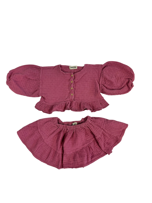 Tocoto Vintage musslin skirt + blouse Pink