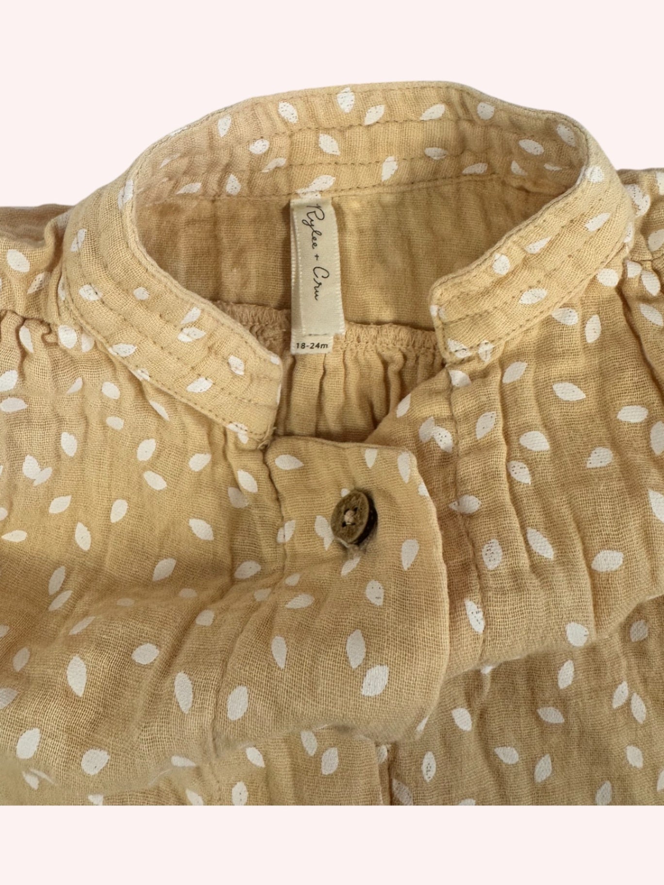 Rylee + Crew Blouser Beige with white dots