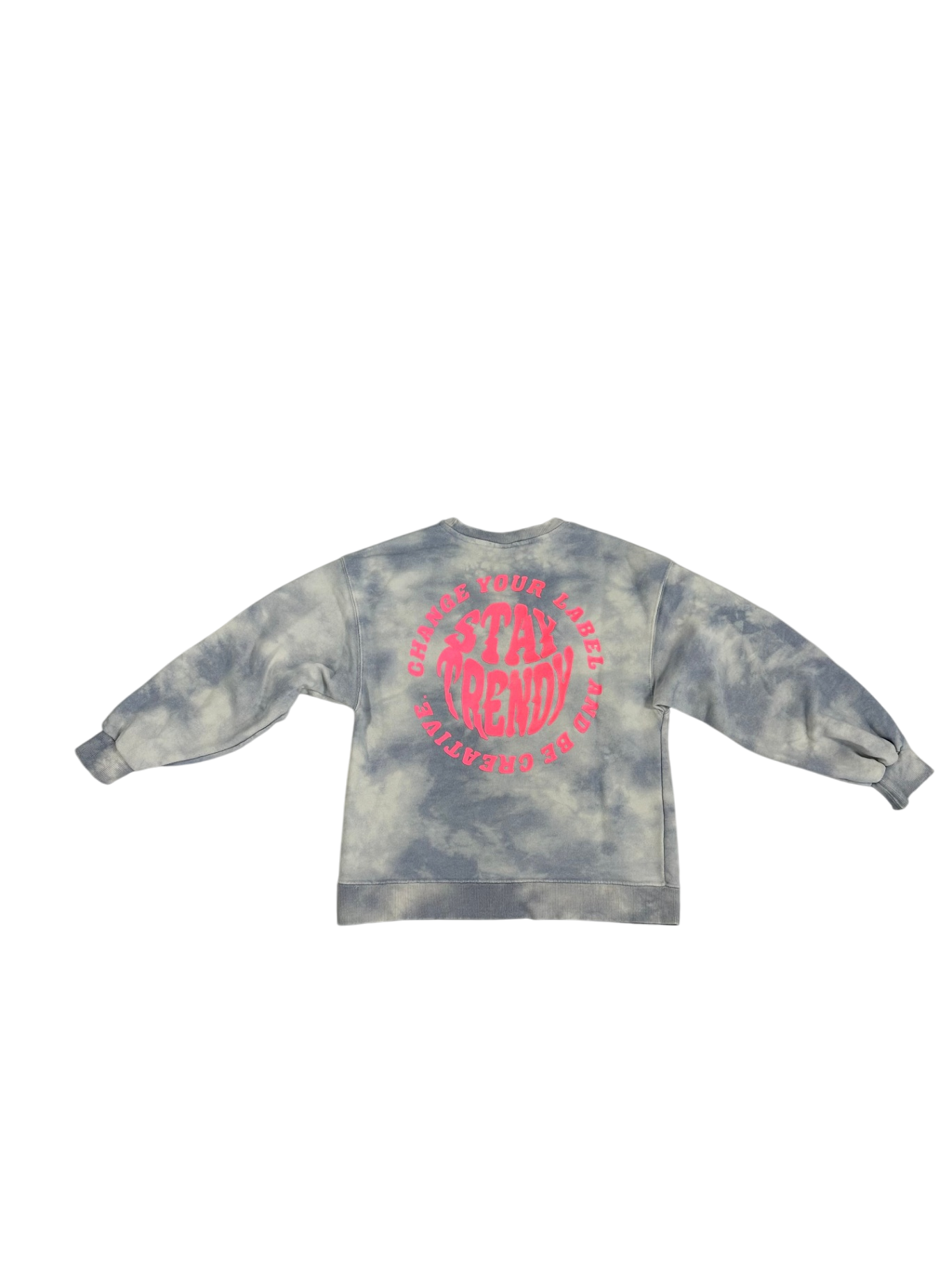 Zara Sweatshirt Blue Tie Dye with Neon Pink