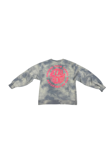 Zara Sweatshirt Blue Tie Dye with Neon Pink
