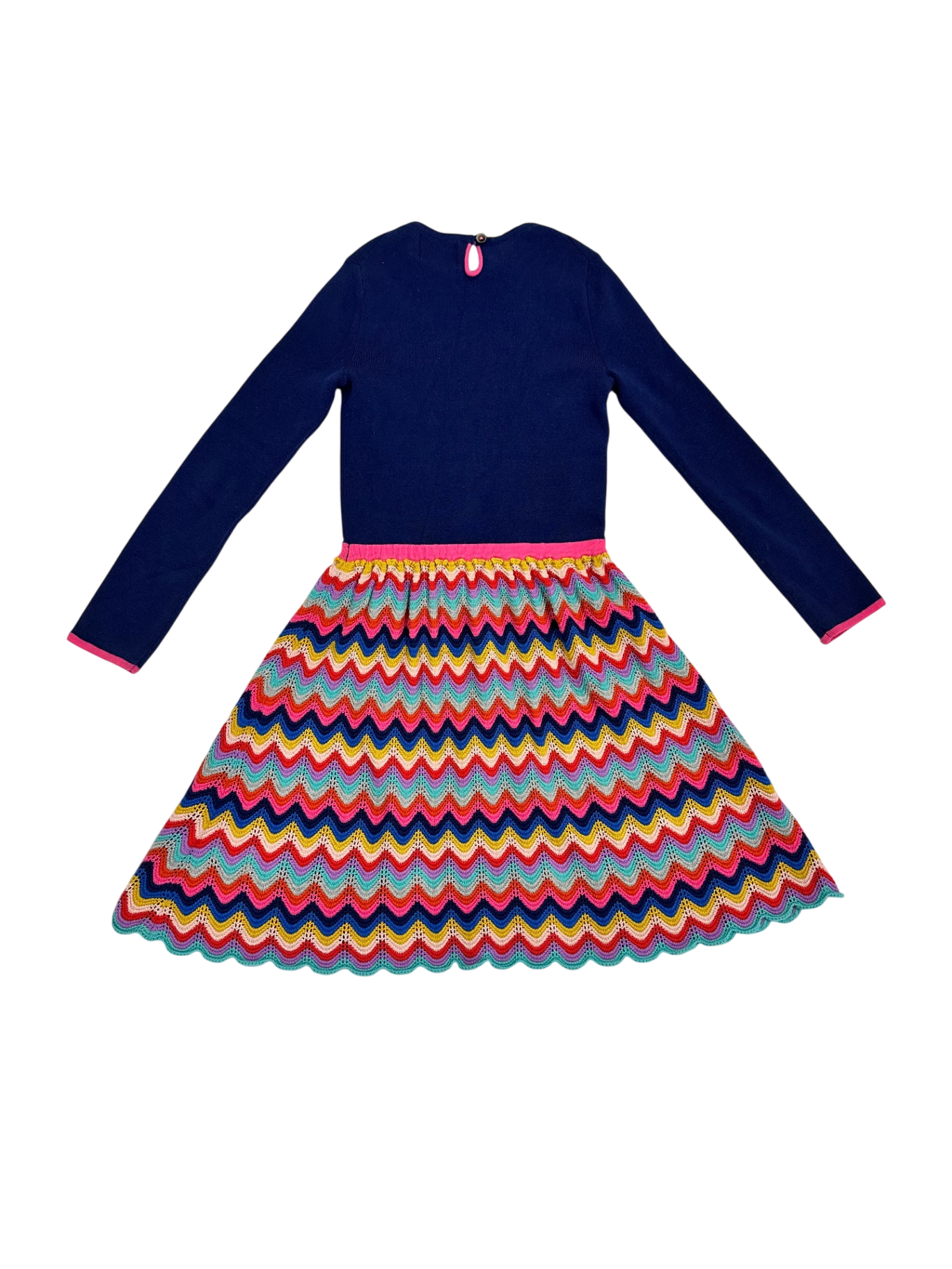 Mini Boden Dress Navy Blue with Multicolor Pattern
