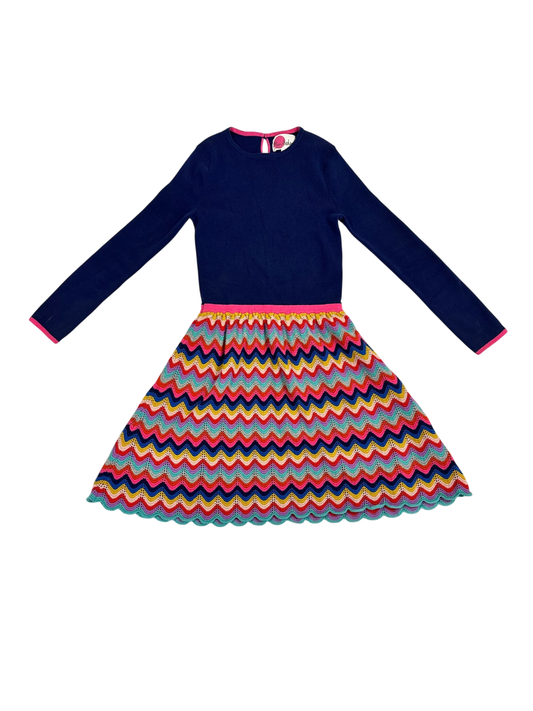 Mini Boden Dress Navy Blue with Multicolor Pattern