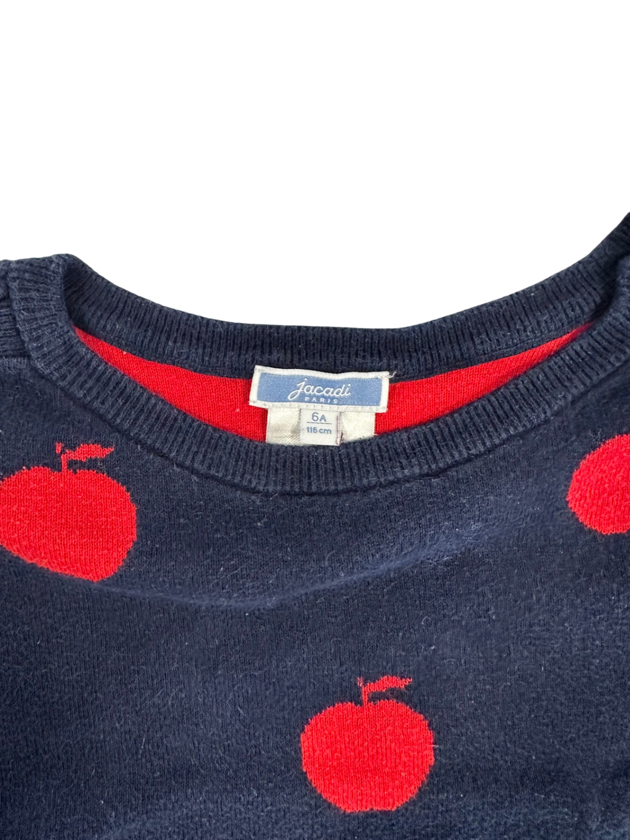 Jacadi Paris Sweater Navy blue with red cherries pattern