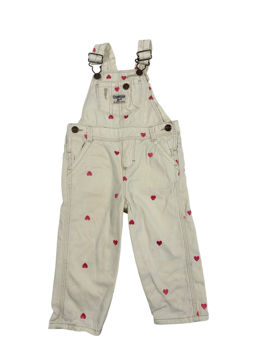 OshKosh Dungarees White with embroidered hearts