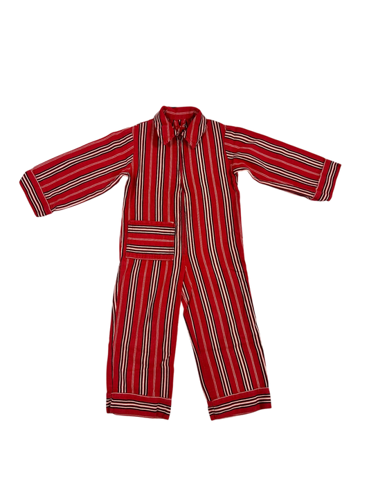 Jumpsuit Red with multicolor stripes