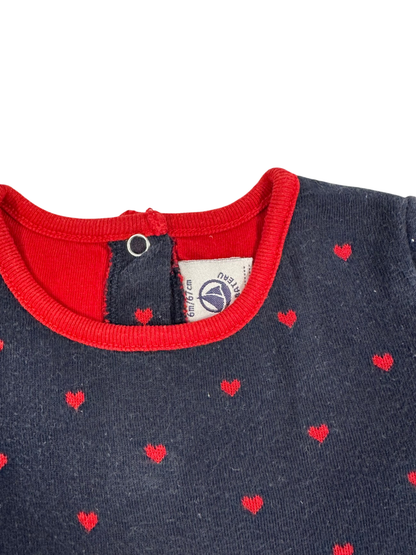 Petit Bateau Dress Navy blue with red hearts