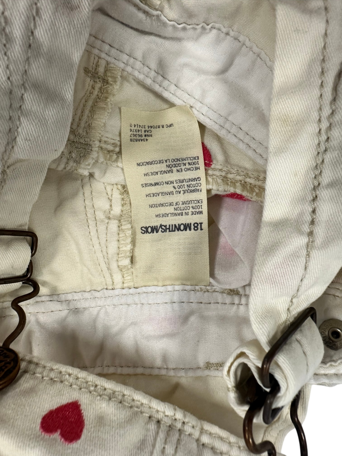 OshKosh Dungarees White with embroidered hearts