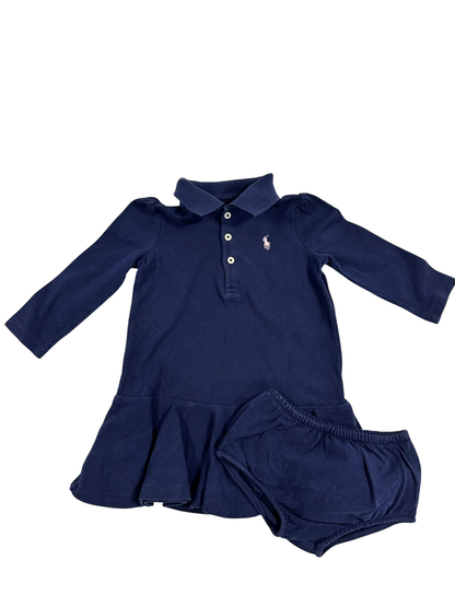 Ralph Lauren Dress and Bloomer set Navy Blue with Polo Collar