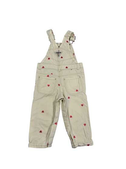 OshKosh Dungarees White with embroidered hearts