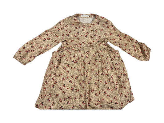 Zara Dress Beige with floral print (red, black, and brown)
