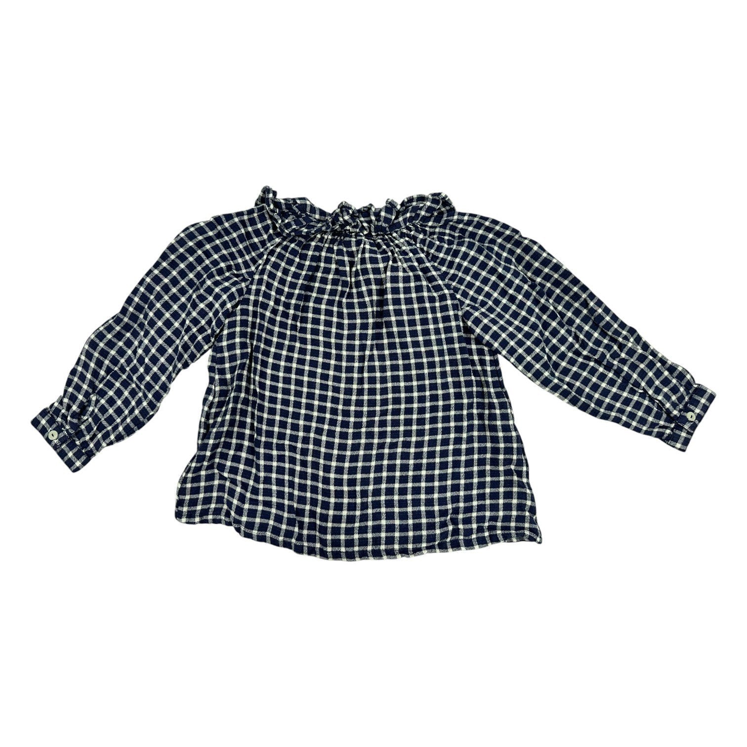 ZARA Blouse Navy Blue and White