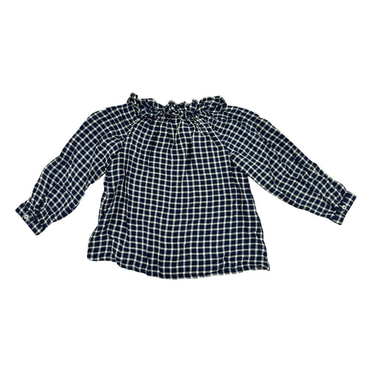 ZARA Blouse Navy Blue and White
