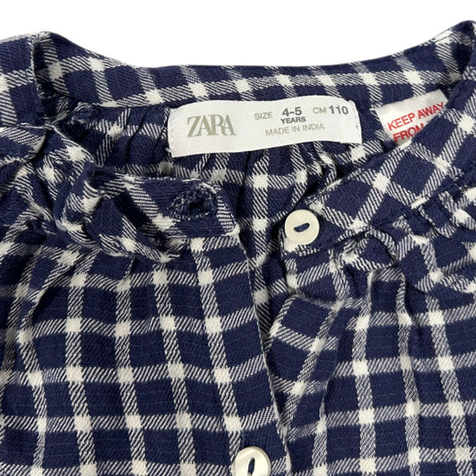 ZARA Blouse Navy Blue and White