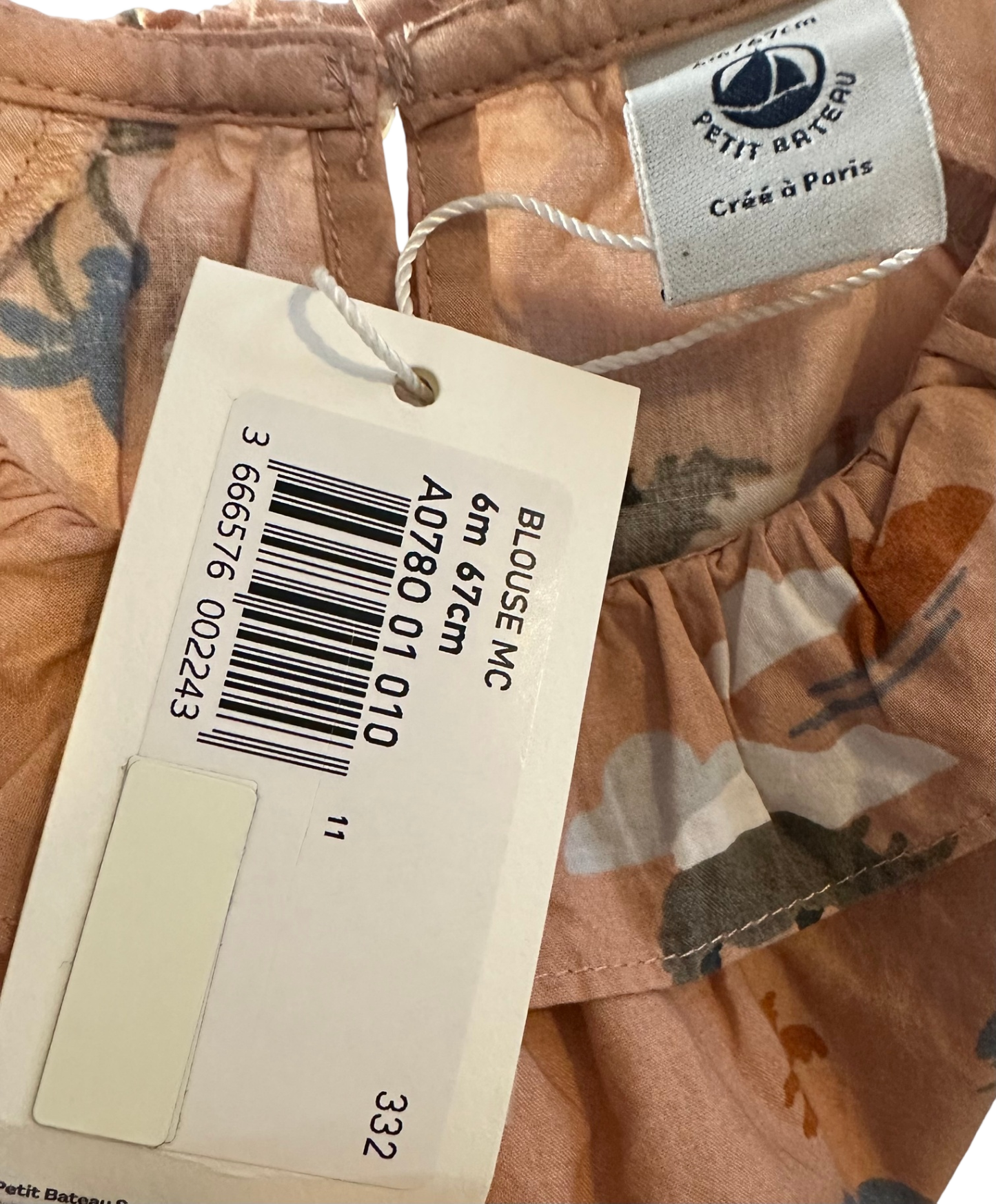 Petit Bateau Blouse Pink with multicolored animal print