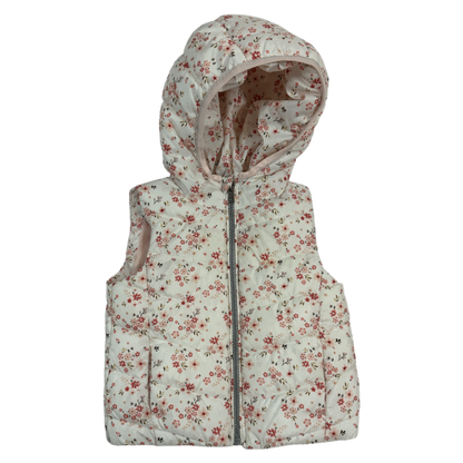 Unknown Bodywarmer Cream with red and pink floral print