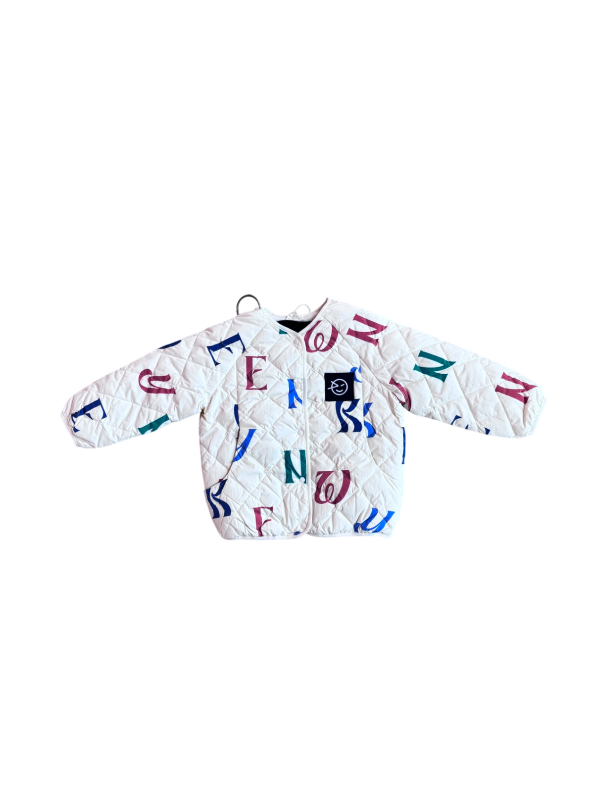 wynken Jacket White with multicolored letters